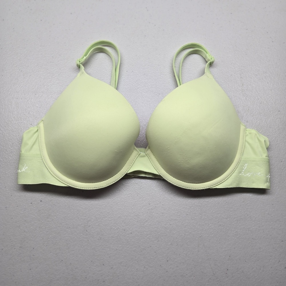 Victoria's Secret PINK Women Bra‎ 34B Green 413477 QNR T Shirt Underwired